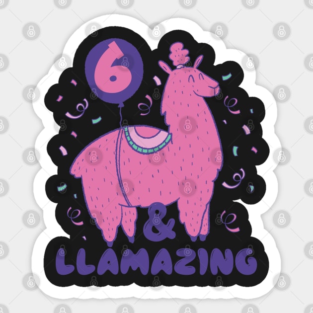 Llamazing 6th Birthday 6 Years Old Llama Girls Kids Gift design Sticker by theodoros20